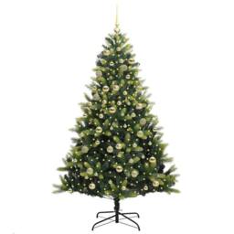 Berkfield Home Artificial Hinged Christmas Tree 300 LEDs Green 180 cm - thumbnail 3