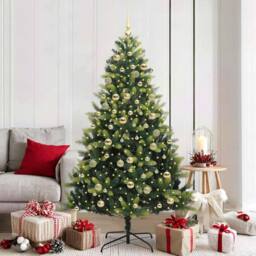 Berkfield Home Artificial Hinged Christmas Tree 300 LEDs Green 180 cm - thumbnail 1