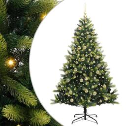 Berkfield Home Artificial Hinged Christmas Tree 300 LEDs Green 180 cm - thumbnail 2