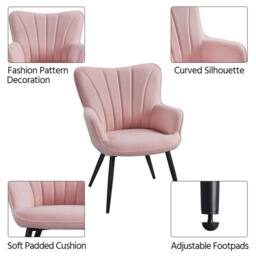 KORVIXA Pink Fabric Living Room Armchair in Pale Pink - Size: 100 cm x 100 cm - thumbnail 4