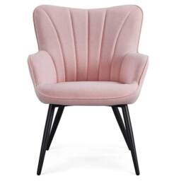 KORVIXA Pink Fabric Living Room Armchair in Pale Pink - Size: 100 cm x 100 cm - thumbnail 1