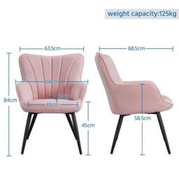 KORVIXA Pink Fabric Living Room Armchair in Pale Pink - Size: 100 cm x 100 cm - thumbnail 2