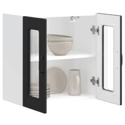 Berkfield Home Kitchen Wall Cabinet with Glass Door Kalmar Black Engineered Wood - thumbnail 5