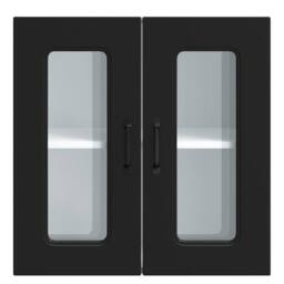 Berkfield Home Kitchen Wall Cabinet with Glass Door Kalmar Black Engineered Wood - thumbnail 7