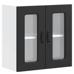Berkfield Home Kitchen Wall Cabinet with Glass Door Kalmar Black Engineered Wood - thumbnail 3