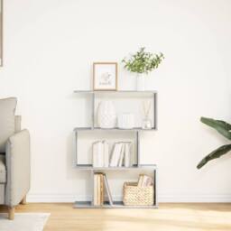 Berkfield Home Room Divider Bookcase 3-Tier Grey Sonoma 70x24x97 cm Engineered Wood - Size: 70 x 24 x 97 cm - thumbnail 4