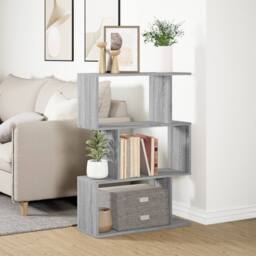 Berkfield Home Room Divider Bookcase 3-Tier Grey Sonoma 70x24x97 cm Engineered Wood - Size: 70 x 24 x 97 cm - thumbnail 3