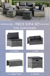 Home Discount Garden Vida Islay 6 Seater Rattan Furniture Set 'ALREADY ASSEMBLED' in Grey - thumbnail 2