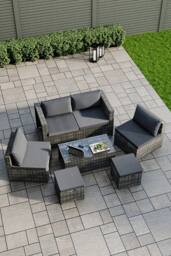 Home Discount Garden Vida Islay 6 Seater Rattan Furniture Set 'ALREADY ASSEMBLED' in Grey - thumbnail 6