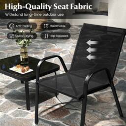 Costway 4PCS Patio Conversation Furniture Set Outdoor Metal Table & Chair Set in Black - thumbnail 6