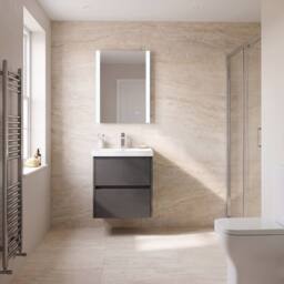 Balterley Chartley 2 Drawer Wall Hung Vanity Basin Unit, Graphite Grey, 500mm in Grey - thumbnail 4