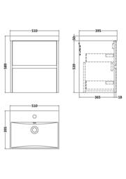 Balterley Chartley 2 Drawer Wall Hung Vanity Basin Unit, Graphite Grey, 500mm in Grey - thumbnail 5