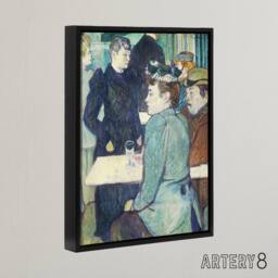 "Artery8 Corner in Moulin de la Galette Framed Canvas Wall Art Print Lautrec in Blue - Size: W12"" x H16""" - thumbnail 2