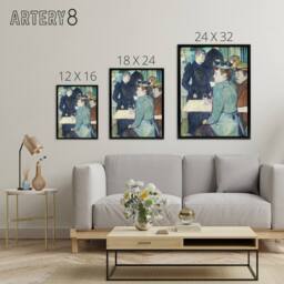 "Artery8 Corner in Moulin de la Galette Framed Canvas Wall Art Print Lautrec in Blue - Size: W12"" x H16""" - thumbnail 4