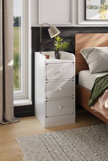Garden Sanctuary Modern 3-Drawer Bedside Table in White - image 1