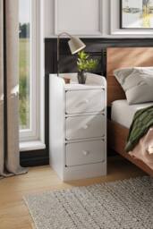 Garden Sanctuary Modern 3-Drawer Bedside Table in White