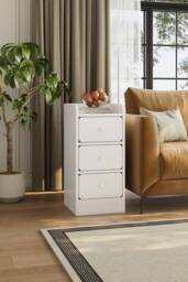 Garden Sanctuary Modern 3-Drawer Bedside Table in White - thumbnail 2