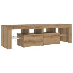 Berkfield Home TV Cabinet with LED Lights Artisan Oak 140x36.5x40 cm Engineered Wood in Brown - thumbnail 6