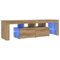 Berkfield Home TV Cabinet with LED Lights Artisan Oak 140x36.5x40 cm Engineered Wood in Brown - thumbnail 4