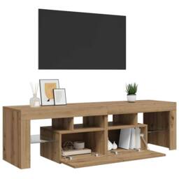 Berkfield Home TV Cabinet with LED Lights Artisan Oak 140x36.5x40 cm Engineered Wood in Brown - thumbnail 5