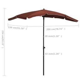 Berkfield Home Garden Parasol with Pole 200x130 cm Terracotta in Orange - thumbnail 6