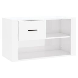 Berkfield Home Shoe Cabinet High Gloss White 80x35x45 cm Engineered Wood - Size: 80 x 35 x 45 cm - thumbnail 2