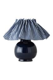 ValueLights Arabella Pleated Pinstripe Gingham Lamp Shade Ceramic Table Lamp in Navy - thumbnail 6