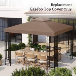 Kelvenix 2 Tier Garden Gazebo Top Cover Replacement Canopy Roof Coffee in Brown - Size: 0.6m2 - thumbnail 4