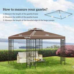 Kelvenix 2 Tier Garden Gazebo Top Cover Replacement Canopy Roof Coffee in Brown - Size: 0.6m2 - thumbnail 3