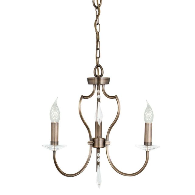 Loops 3 Bulb Chandelier Hanging Pendant LIght Dark Bronze LED E14 60W Bulb