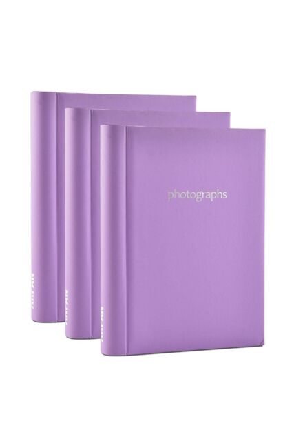 Arpan 3 x Self Adhesive Photo Albums Totaling 108 Sheets 216 Sides Padded Leather Style Finish in Purple - image 1