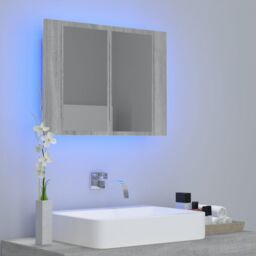 Berkfield Home LED Mirror Cabinet Grey Sonoma 60x12x45 cm Engineered Wood - Size: 60 x 12 x 45 cm - thumbnail 3