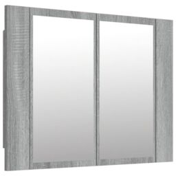 Berkfield Home LED Mirror Cabinet Grey Sonoma 60x12x45 cm Engineered Wood - Size: 60 x 12 x 45 cm - thumbnail 2