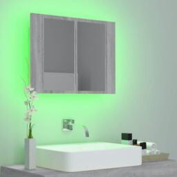 Berkfield Home LED Mirror Cabinet Grey Sonoma 60x12x45 cm Engineered Wood - Size: 60 x 12 x 45 cm - thumbnail 5