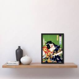 Artery8 Kunichika Framed Wall Art Print Samurai Portrait of an Actor Japan - Size: A4 - thumbnail 2