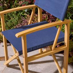 Rowlinsons Ascot Folding Directors Chair - Timber - L52.5 x W53.5 x H87 cm in Blue - thumbnail 3