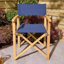 Rowlinsons Ascot Folding Directors Chair - Timber - L52.5 x W53.5 x H87 cm in Blue - thumbnail 2