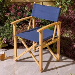 Rowlinsons Ascot Folding Directors Chair - Timber - L52.5 x W53.5 x H87 cm in Blue - thumbnail 1