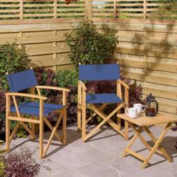 Rowlinsons Ascot Folding Directors Chair - Timber - L52.5 x W53.5 x H87 cm in Blue - thumbnail 7