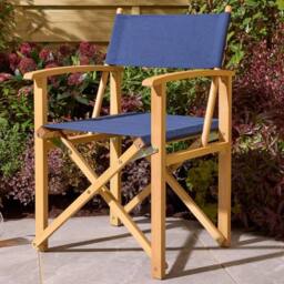 Rowlinsons Ascot Folding Directors Chair - Timber - L52.5 x W53.5 x H87 cm in Blue - thumbnail 6
