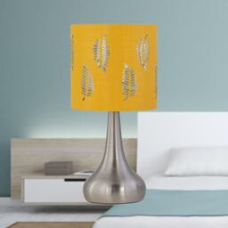 First Choice Lighting Romana - Brushed Chrome Touch Table Lamp with Ochre Fern Shade in Silver - thumbnail 5