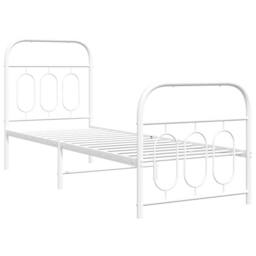 Berkfield Home Metal Bed Frame without Mattress with Footboard White 75x190cm - Size: 75x190 cm - thumbnail 3