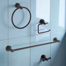 Showerdrape Modernity Black Steel Wall Mounted 4 Piece Bathroom Accessory Set - thumbnail 1