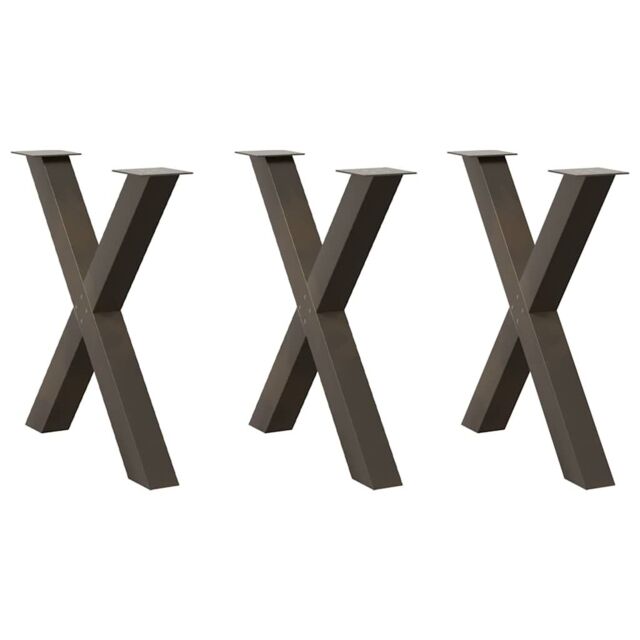 Berkfield Home Dining Table Legs X-Shaped 3 pcs Natural Steel 80x(72-73) cm Steel in Brown - image 1