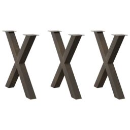 Berkfield Home Dining Table Legs X-Shaped 3 pcs Natural Steel 80x(72-73) cm Steel in Brown - thumbnail 1
