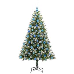 Berkfield Home Lush Artificial Hinged Christmas Tree with Flocked Snow 180 cm in Green