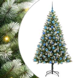 Berkfield Home Lush Artificial Hinged Christmas Tree with Flocked Snow 180 cm in Green - thumbnail 3