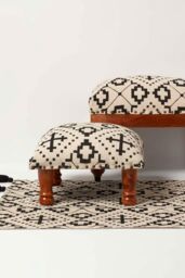 Homescapes Reva Black Geometric Footstool, 50 x 30 x 40 cm - thumbnail 6