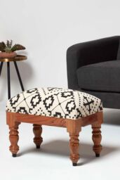 Homescapes Reva Black Geometric Footstool, 50 x 30 x 40 cm - thumbnail 2