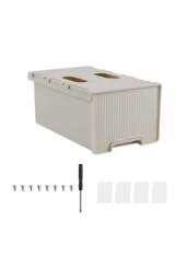 Living and Home Under Desk Hidden Drawer Storage Organiser Pull-out Storage Box in Off-White - thumbnail 3